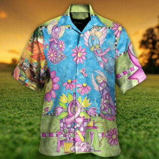 Breast Cancer Courage Angel With Pink Ribbon - Hawaiian Shirt - Owl Ohh - Owl Ohh