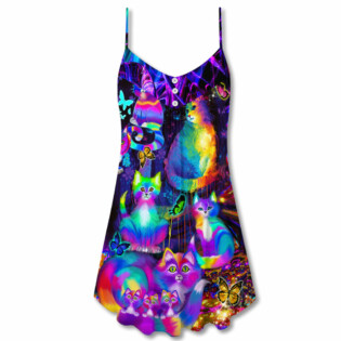 Cat Run The World - V-neck Sleeveless Cami Dress - Owl Ohh - Owl Ohh
