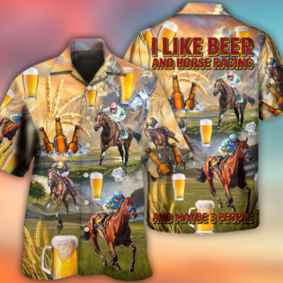 Beer And Horse Racing On The Steppe - Hawaiian Shirt - Owl Ohh - Owl Ohh