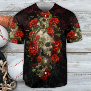 Skull And Roses Art - Baseball Jersey - Owl Ohh - Owl Ohh