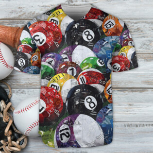 Billiard Balls Playing Pool - Baseball Jersey - Owl Ohh - Owl Ohh