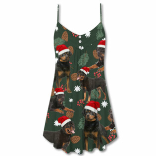 Christmas Xmas Is Better With Rottweiler Dog - V-neck Sleeveless Cami Dress - Owl Ohh - Owl Ohh