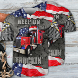 Truck Cool Monster Truck Keep On Truckin' America Style - Baseball Jersey - Owl Ohh - Owl Ohh