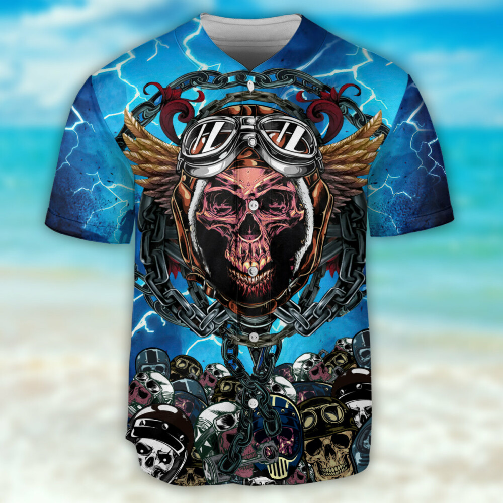 Skull And Helmet Style - Baseball Jersey - Owl Ohh - Owl Ohh