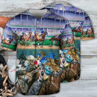 Horse Racing Art Horse Lover - Baseball Jersey - Owl Ohh - Owl Ohh