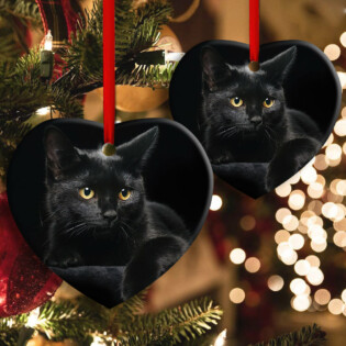 Black Cat Lover Kitty - Heart Ornament - Owl Ohh - Owl Ohh
