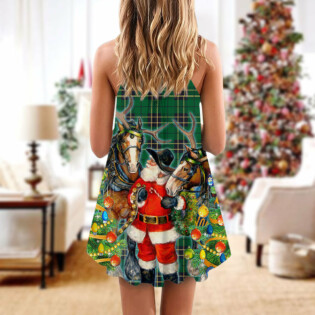 Santa Cowboy Christmas Green Style - V-neck Sleeveless Cami Dress - Owl Ohh - Owl Ohh