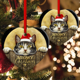 Christmas Cat With Moon Lover Cutie - Heart Ornament - Owl Ohh - Owl Ohh