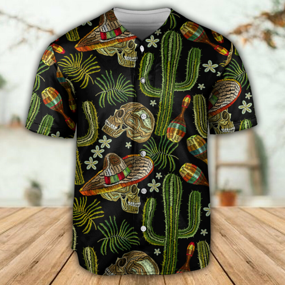Skull Mexican Black Style - Baseball Jersey - Owl Ohh - Owl Ohh