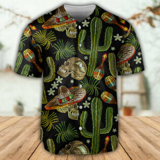 Skull Mexican Black Style - Baseball Jersey - Owl Ohh - Owl Ohh