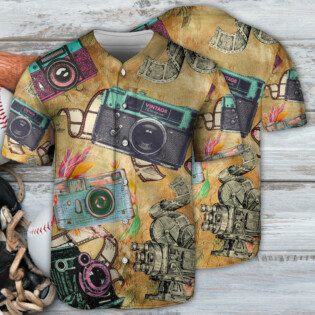 Camera Look At Old Cameras - Baseball Jersey - Owl Ohh - Owl Ohh