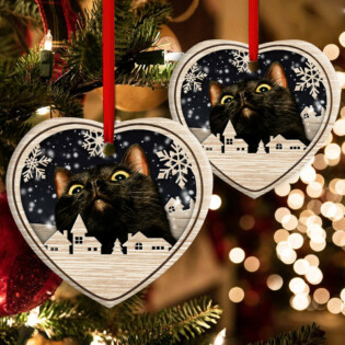 Christmas Cat Meow Xmas Winter Cats Cat Lovers - Heart Ornament - Owl Ohh - Owl Ohh