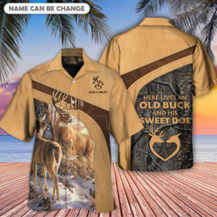 Deer Here Lives An Old Buck And His Sweet Doe Personalized - Hawaiian Shirt - Owl Ohh - Owl Ohh