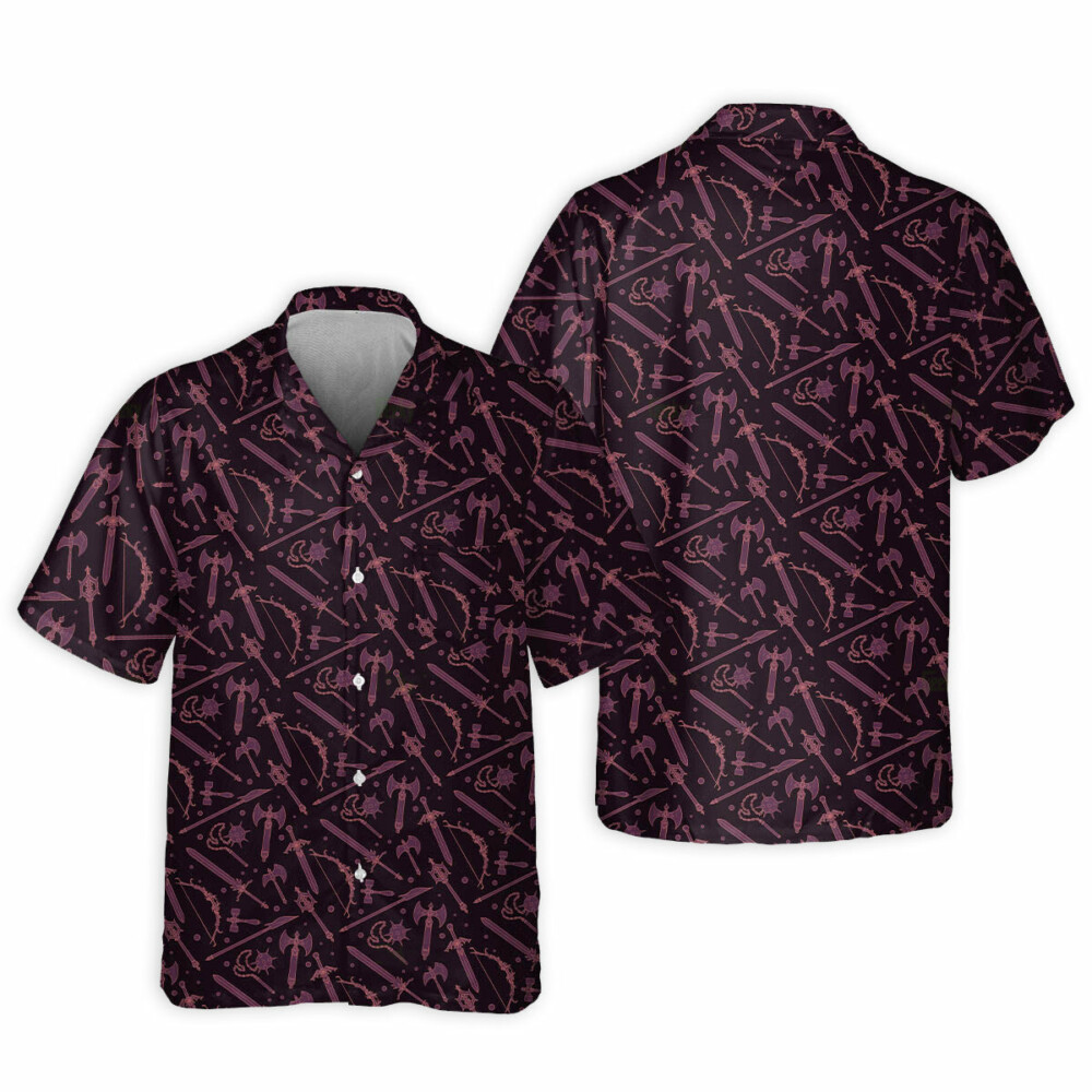 DnD Madieval Weapons Pattern - Hawaiian Shirt - Owl Ohh - Owl Ohh