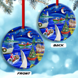 Christmas Boat Merry Xmas And Happy New Year - Circle Ornament - Owl Ohh - Owl Ohh
