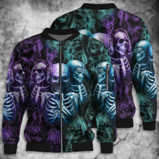 Skull Neither Hear Nor See - Bomber Jacket - Owl Ohh - Owl Ohh