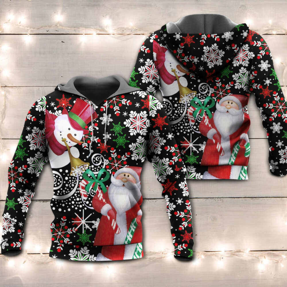 Christmas Snowyday With Santa And Snowman - Hoodie - Owl Ohh - Owl Ohh