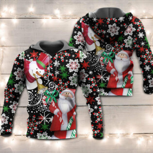 Christmas Snowyday With Santa And Snowman - Hoodie - Owl Ohh - Owl Ohh