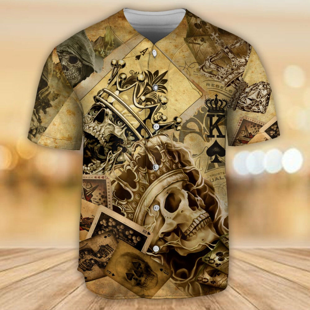 Skull Amazing Ace Gambling - Baseball Jersey - Owl Ohh - Owl Ohh