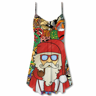 Christmas Hippie Santa Claus - V-neck Sleeveless Cami Dress - Owl Ohh - Owl Ohh