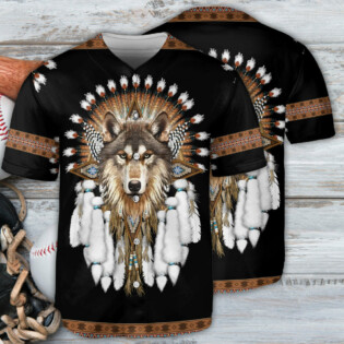 Wolf Native American Wolf Cool - Baseball Jersey - Owl Ohh - Owl Ohh