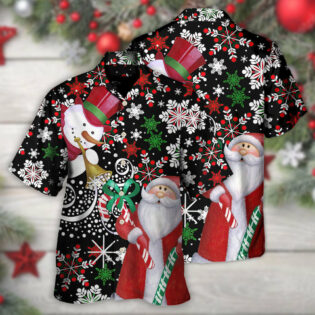 Christmas Snowyday With Santa And Snowman - Hawaiian Shirt - Owl Ohh - Owl Ohh