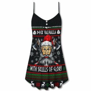 Christmas Deck Valhalla With Skull Of Glory - V-neck Sleeveless Cami Dress - Owl Ohh - Owl Ohh