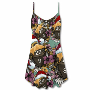 Christmas Honey Bee Dice D20 Christmas Vibe - V-neck Sleeveless Cami Dress - Owl Ohh - Owl Ohh