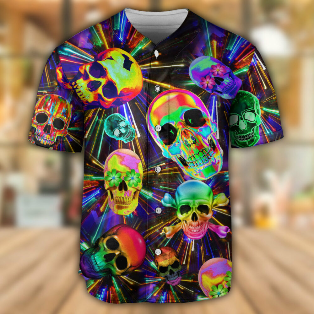 Skull Love Life Neon Style - Baseball Jersey - Owl Ohh - Owl Ohh