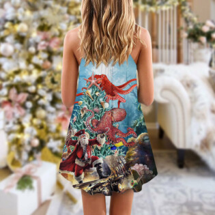 Octopus And Santa Merry Chrismas - V-neck Sleeveless Cami Dress - Owl Ohh - Owl Ohh