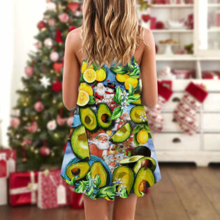 Avocado Xmas Santa Merry Christmas Snow - V-neck Sleeveless Cami Dress - Owl Ohh - Owl Ohh