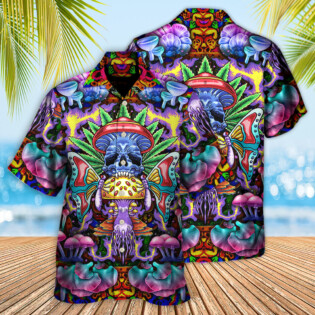 Hippie Mushroom And Skull Art - Hawaiian Shirt - Owl Ohh - Owl Ohh
