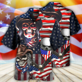 Skull Independence Day Cowboy Skull US - Hawaiian Shirt - Owl Ohh - Owl Ohh