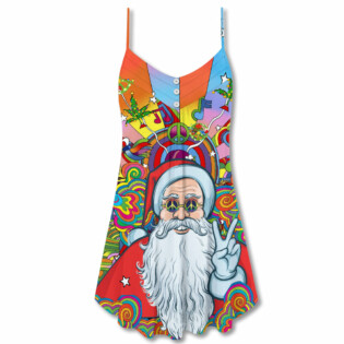 Christmas Hawaiian Hippie Santa Claus - V-neck Sleeveless Cami Dress - Owl Ohh - Owl Ohh