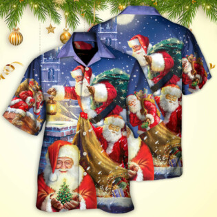 Christmas Funny Santa Claus Up On Rooftop Art Style - Hawaiian Shirt - Owl Ohh - Owl Ohh