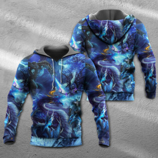 Dragon Blue Skull Fire Lightning Art Style - Hoodie - Owl Ohh - Owl Ohh