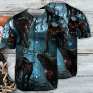 Black Cat Scary In The Night - Baseball Jersey - Owl Ohh - Owl Ohh