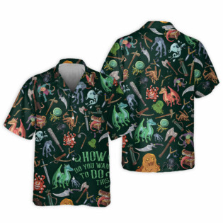 DnD Monsters & Weapons Pattern - Hawaiian Shirt - Owl Ohh - Owl Ohh