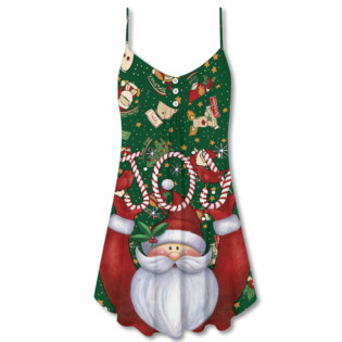 Christmas Santa Claus Lover Joy - V-neck Sleeveless Cami Dress - Owl Ohh - Owl Ohh