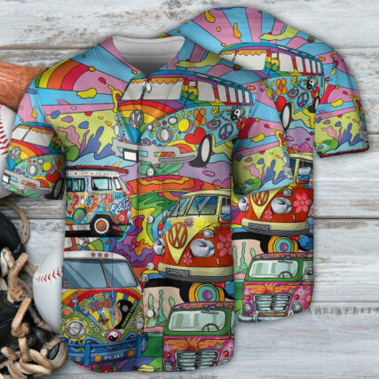 Hippie Bus Art Freeway Life - Baseball Jersey - Owl Ohh - Owl Ohh
