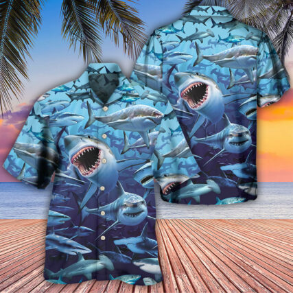Shark Family Hunting Together - Hawaiian Shirt - Owl Ohh - Owl Ohh