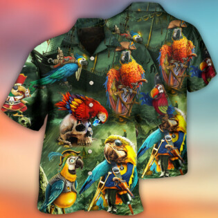 Parrot Funny Parrot Pirates In The Ocean - Hawaiian Shirt - Owl Ohh - Owl Ohh