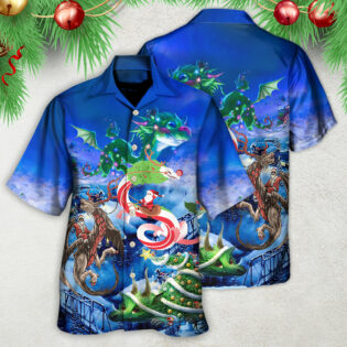 Christmas Santa Riding A Dragon - Hawaiian Shirt - Owl Ohh - Owl Ohh