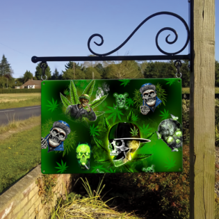 Skull Let's Get High Green - Metal Sign - Owl Ohh - Owl Ohh