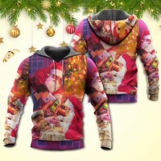 Christmas Santa Claus Story Light Art Style - Hoodie - Owl Ohh - Owl Ohh