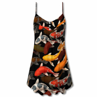 Koi Fish Basic Style - V-neck Sleeveless Cami Dress - Owl Ohh - Owl Ohh