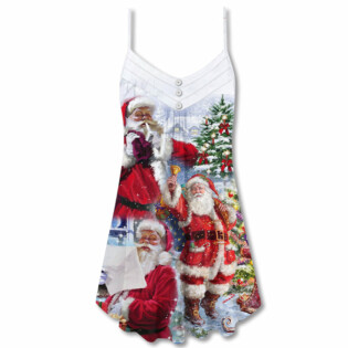 Christmas Santa Claus Is Coming To Town - V-neck Sleeveless Cami Dress - Owl Ohh - Owl Ohh
