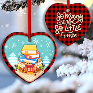 Bookstore Christmas So Many Books So Little Time - Heart Ornament - Owl Ohh - Owl Ohh