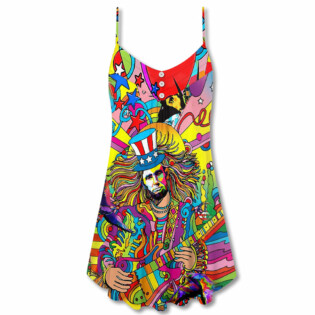 Hippie America Colorfull Style - V-neck Sleeveless Cami Dress - Owl Ohh - Owl Ohh
