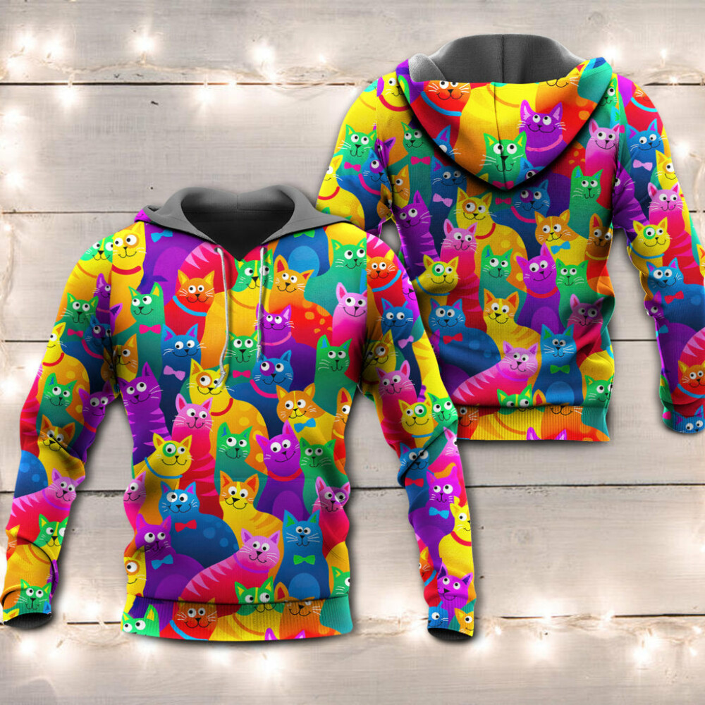 Cats Funny Colorful Style - Hoodie - Owl Ohh - Owl Ohh